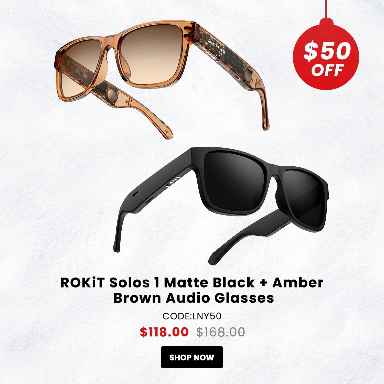 ROKiT Solos Amber Brown + Matte Black Audio Glasses ROKiT Life